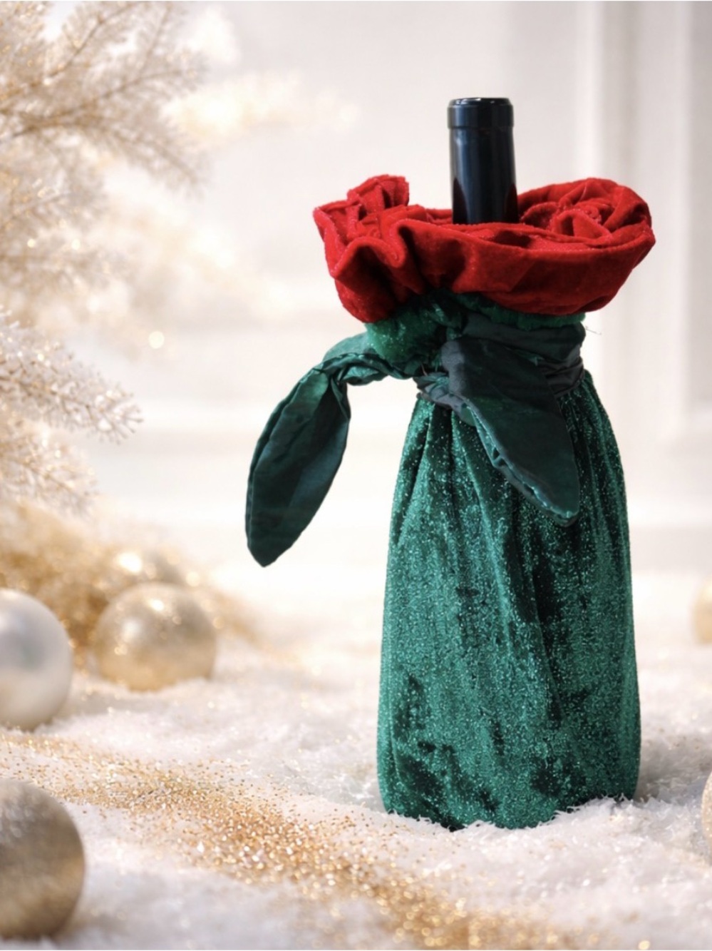Festive Velvet Bottle Wrap
